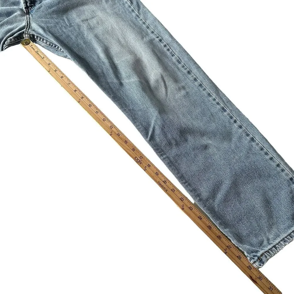 Levis 505 Regular‎ Fit Mens Blue Jeans Size 36 x 32 Distressed Grunge Fray Hem